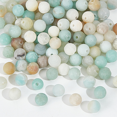 2 Strands Frosted Natural Flower Amazonite Round Beads Strands G-NB0004-45-1
