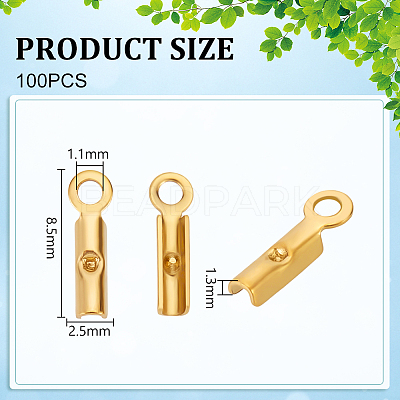 100Pcs Ion Plating(IP) 304 Stainless Steel Folding Crimp Cord Ends STAS-UN0061-66-1