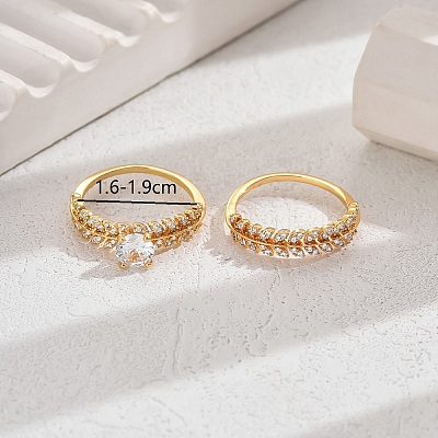 Elegant Copper Ring with 18K Gold Plating and Diamond Inlay YE9619-1-1