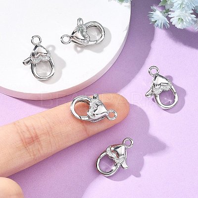 SHEGRACE Brass Micro Pave Clear Cubic Zirconia Lobster Claw Clasps XGRQ58424-754P-1