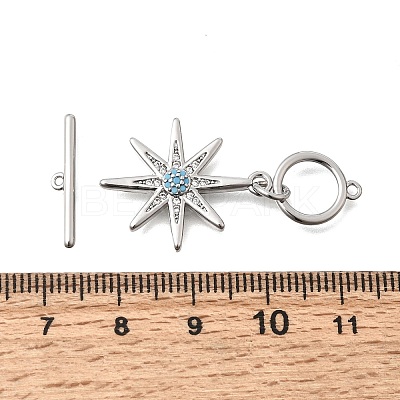 Brass Pave Cubic Zirconia Toggle Clasps KK-N289-09P-1