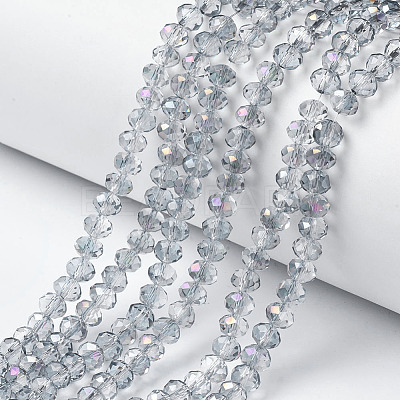 Electroplate Transparent Glass Beads Strands X-EGLA-A034-T8mm-F10-1