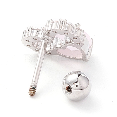 Double Heart Cat Eye Stud Earrings for Women EJEW-A065-13P-1