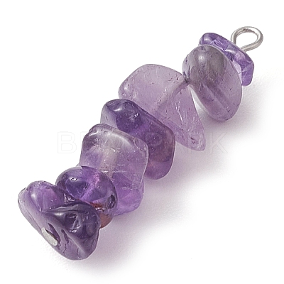 Gradient Color Natural Lavender Amethyst & Natural Blue Lace Agate Chip Beaded Pendants PALLOY-JF02791-03-1