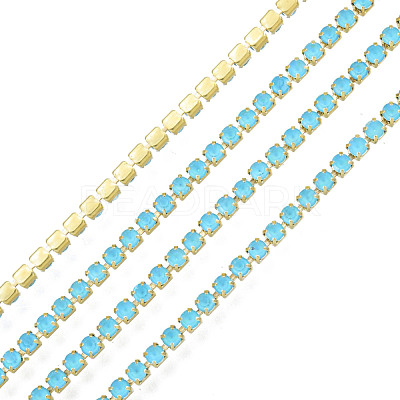 Brass Rhinestone Strass Chains CHC-N017-003B-C02-1