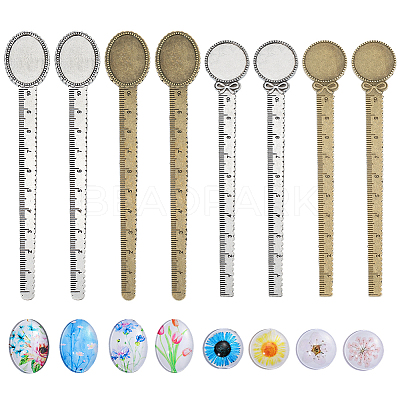 DIY Oval & Flat Round with Flower Bookmark Making Kits DIY-SC0032-08-1