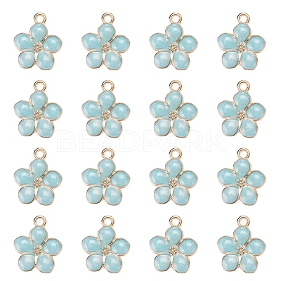 Light Gold Plated Alloy Enamel Pendants X-ENAM-R136-17B-1