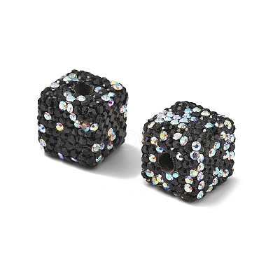 Cube Shape Polymer Clay Rhinestone Beads CLAY-NH0001-08J-1