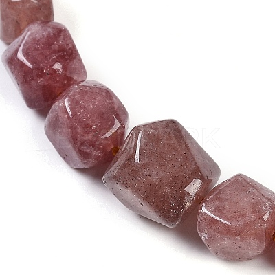 Natural Strawberry Quartz Nuggets Beaded Necklaces for Women Men NJEW-K388-01C-1