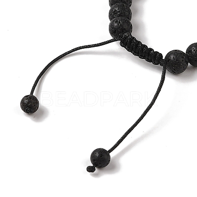 8mm Round Natural Lava Rock Braided Bead Bracelets BJEW-C067-01B-09-1