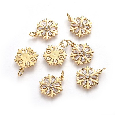 Brass Cubic Zirconia Pendants ZIRC-E162-18G-1