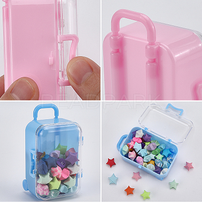 4Pcs 4 Colors Trolley Bag Shaped Plastic Candy Storage Boxes AJEW-SP0002-61-1