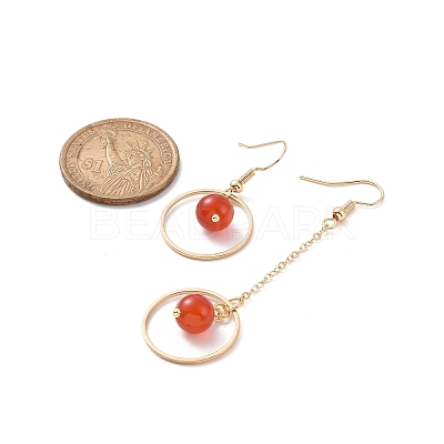 Natural Gemstone Round Beads Dangle Earrings EJEW-JE05141-1