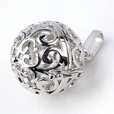 Rack Plating Brass Cage Pendants KK-S751-021P-1