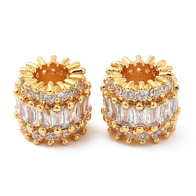 Brass Micro Pave Cubic Zirconia European Beads KK-I705-18G-1