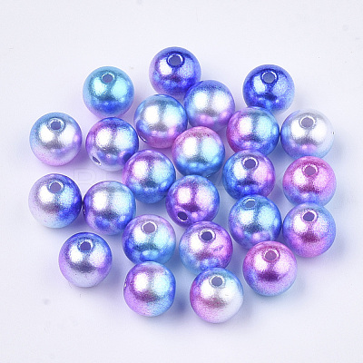 Rainbow ABS Plastic Imitation Pearl Beads OACR-Q174-8mm-06-1