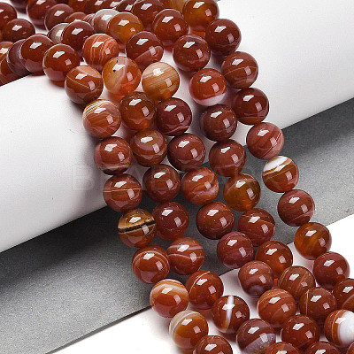 Natural Striped Agate/Banded Agate Beads X1-G-G582-8mm-59-1