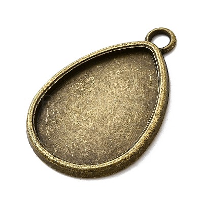 Flat Teardrop Alloy Pendant Cabochon Settings X-PALLOY-N0088-01AB-NF-1