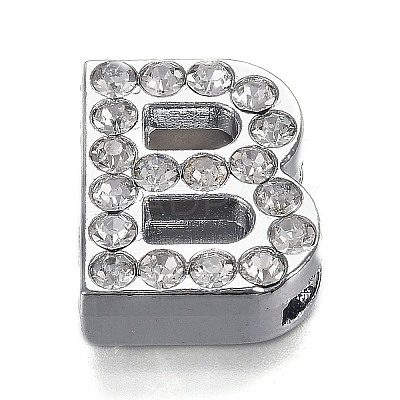 Alloy Letter Slide Charms RB-F034-01B-P-RS-1