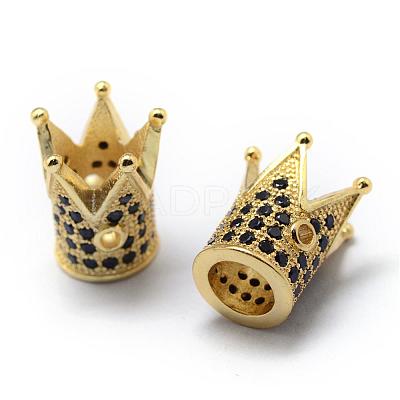 Rack Plating Brass Cubic Zirconia Beads ZIRC-S034-01G-1