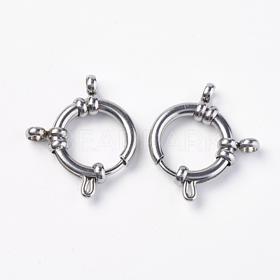 Tarnish Resistant 304 Stainless Steel Smooth Surface Spring Ring Clasps STAS-O114-003A-P-1