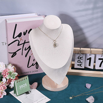 Bust Shaped Wooden Necklace Display Stands NDIS-WH0003-019A-01-1