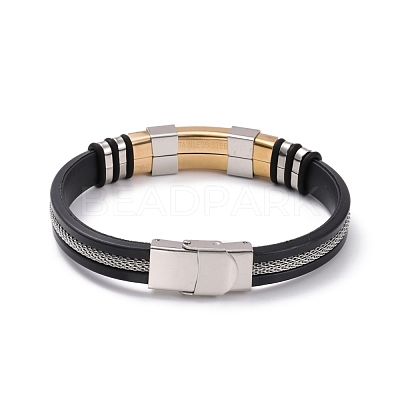Men's Silicone Cord Bracelet BJEW-M206-02P-1