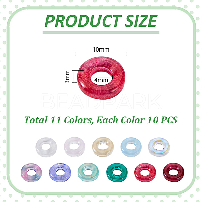 110Pcs 11 Colors Lampwork European Beads LAMP-GA0001-19-1