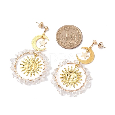 Vintage Natural Quartz Crystal Ear Studs EJEW-JE05807-03-1