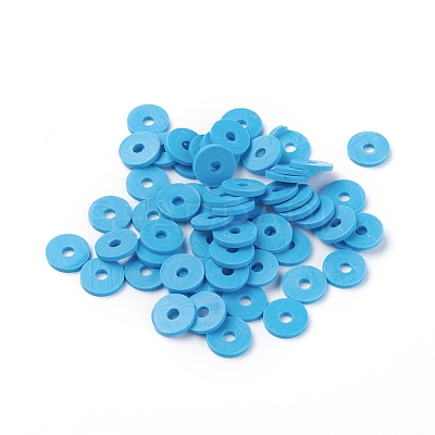 Flat Round Handmade Polymer Clay Beads CLAY-R067-8.0mm-33-1