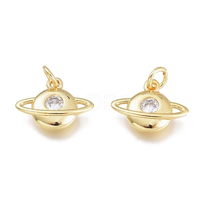 Brass Micro Pave Clear Cubic Zirconia Charms KK-M206-48G-1