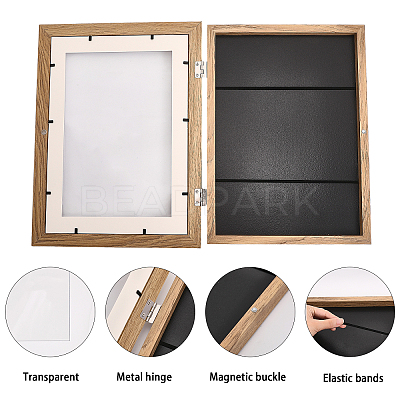 Wooden Oil Painting Storage Box Kids Flip Cover Photo Frame AJEW-WH0347-04A-1