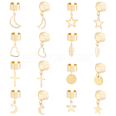 8 Pairs 8 Style 304 Stainless Steel Cuff Earrings EJEW-UN00004-1