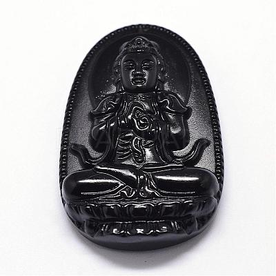 Natural Obsidian Carven Pendants G-A169-026E-1