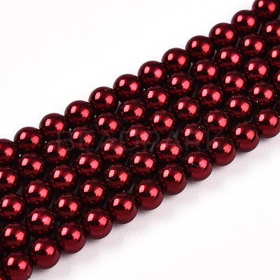 Baking Paint Pearlized Glass Pearl Bead Strands HY-N002-4mm-A13-1