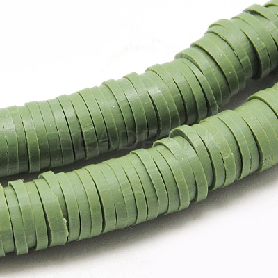Flat Round Handmade Polymer Clay Beads CLAY-R067-6.0mm-43-1