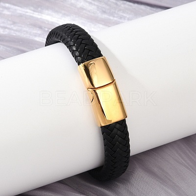 Braided Microfiber Leather Cord Bracelets for Women Men BJEW-D304-05G-02-1