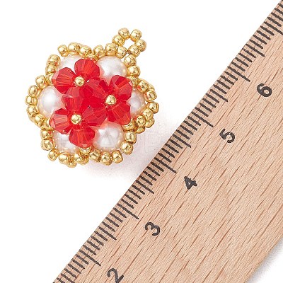 Glass Seed Beaded Pendants PALLOY-MZ01288-01-1