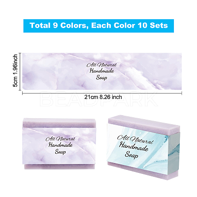 90Pcs 9 Style Rectangle with Marble Pattern & Word Handmade Soap Paper Tag DIY-PH0002-77B-WH-1