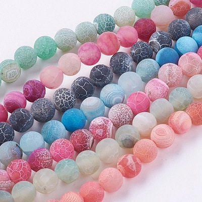 Natural Weathered Agate Beads Strands G-G589-8mm-M-1