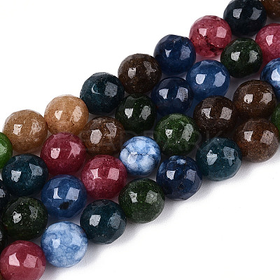 Dyed Natural White Jade Beads Strands G-T139-8mm-60-07-1