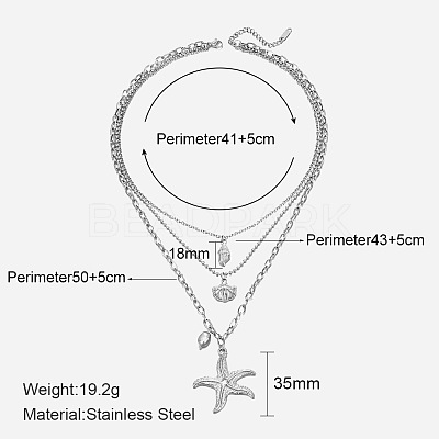 304 Stainless Steel with Natural Freshwater Pearl Double Layer Necklaces FS-WG7985A-03-1