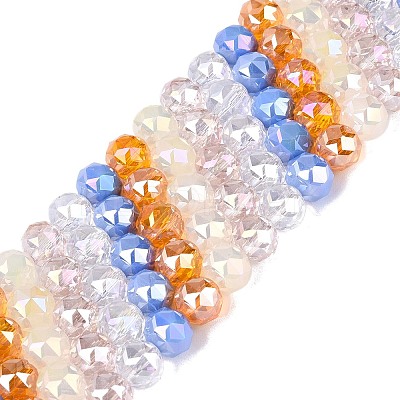 Electroplate Imitation Jade & Opaque & Transparent Glass Beads Strands EGLA-Q135-8MM-A09-1