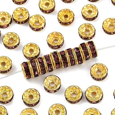 Brass Grade A Rhinestone Spacer Beads RSB038NF-16G-1
