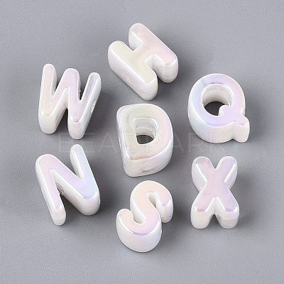 UV Plating Opaque Rainbow Iridescent Acrylic Beads OACR-P010-23B-1