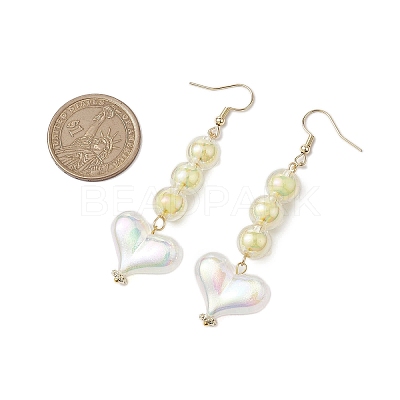 Round & Heart Acrylic Beads Bracelet & Dangle Earring Set SJEW-JS01301-1