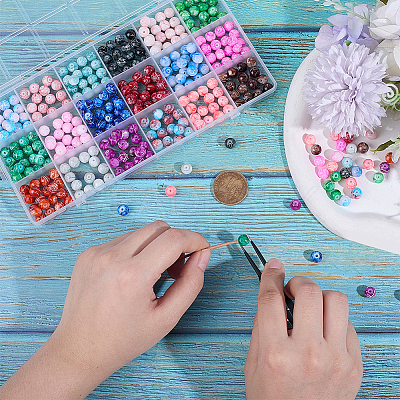 360Pcs 18 Colors Drawbench Glass Round Beads GLAD-SC0001-01-1