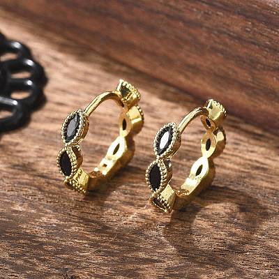 Brass Micro Pave Cubic Zirconia Huggie Hoop Earrings EJEW-K083-34G-A-1