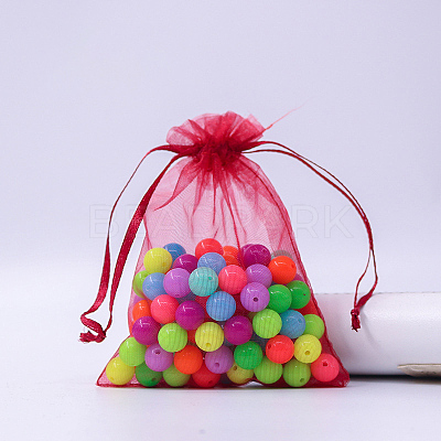 Rectangle Organza Drawstring Bags CON-PW0001-054D-13-1