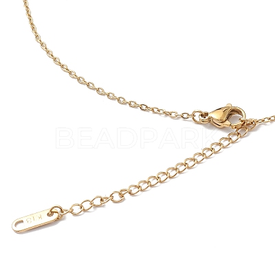 304 Stainless Steel Rectangle Pendant Necklace with Box Chains for Women NJEW-I123-02A-1